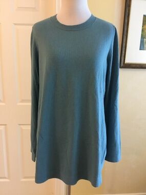 J.Jill NWT Teal Cotton Blend Long Sleeve Tunic Sweater